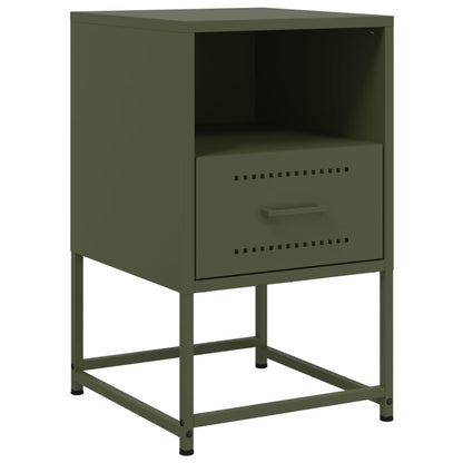 Mesas de cabeceira 2 pcs 36x39x60,5 cm aço verde azeitona