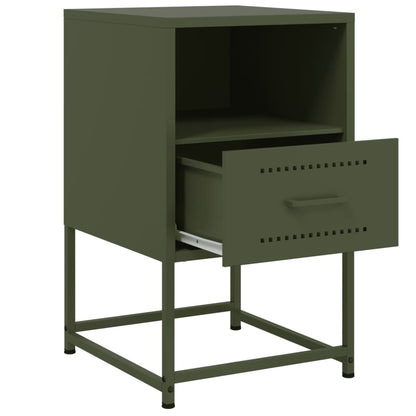 Mesas de cabeceira 2 pcs 36x39x60,5 cm aço verde azeitona