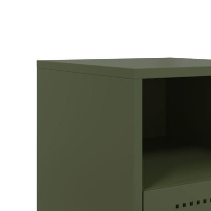 Mesas de cabeceira 2 pcs 36x39x60,5 cm aço verde azeitona