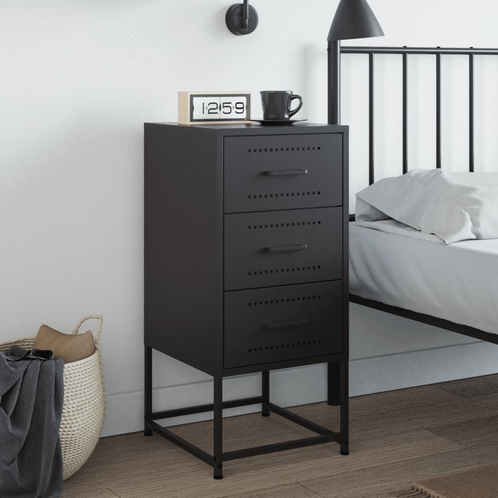 Bedside table 36x39x78 cm black steel