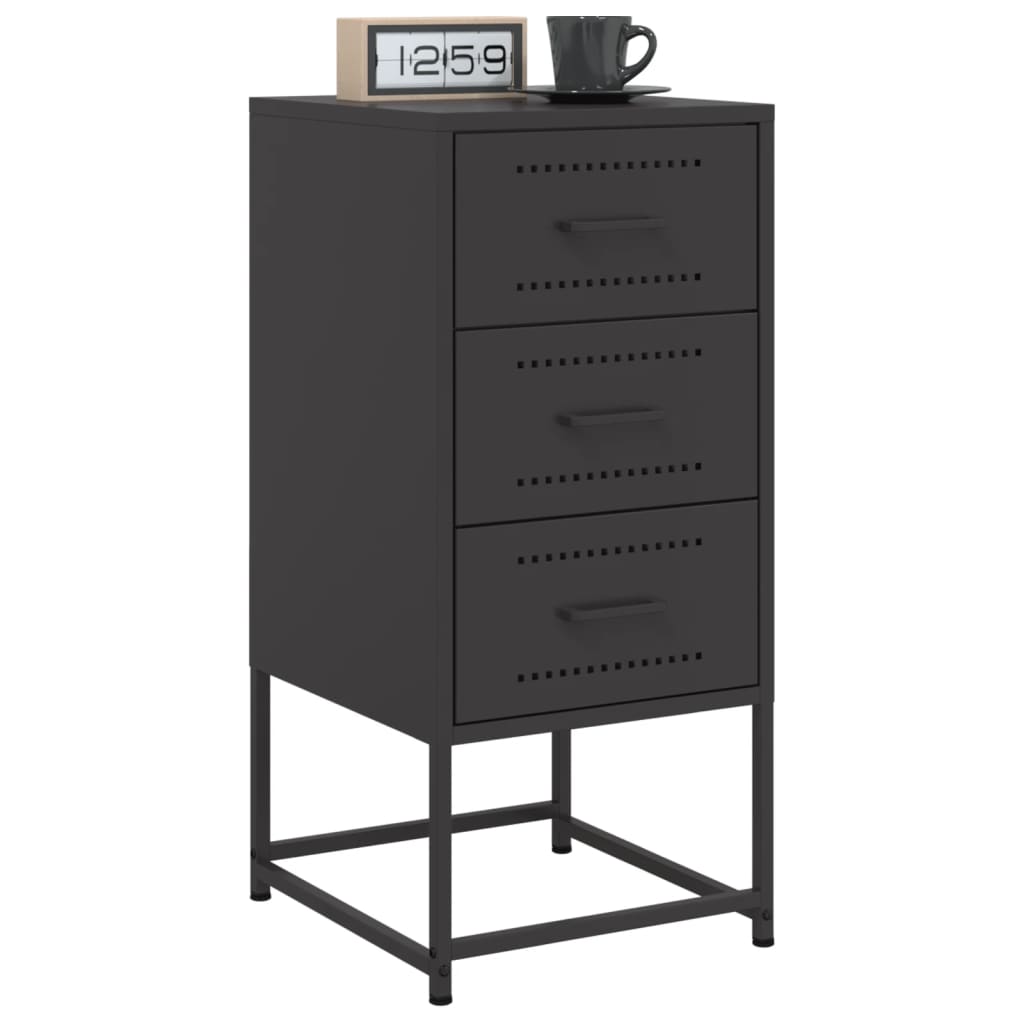 Bedside table 36x39x78 cm black steel