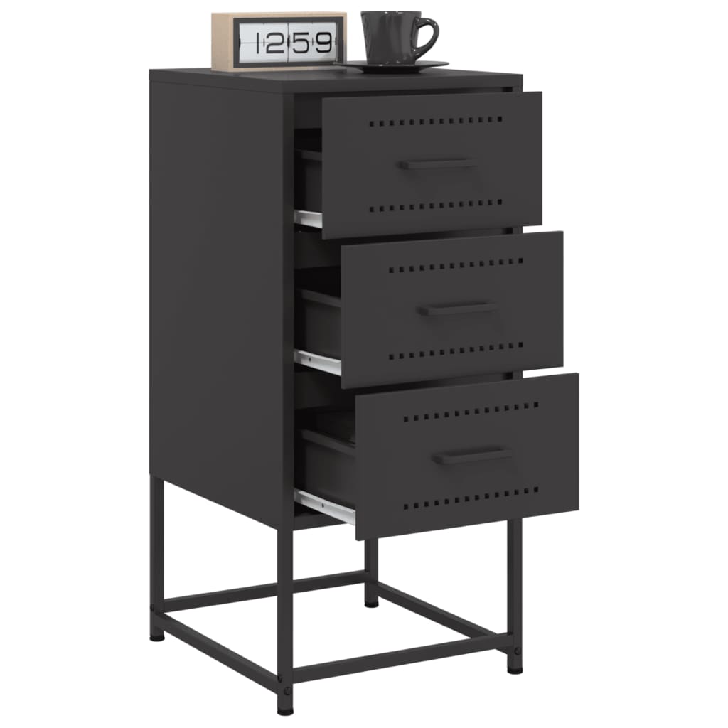 Bedside table 36x39x78 cm black steel