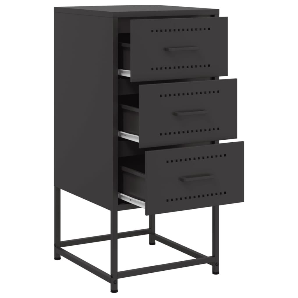 Bedside table 36x39x78 cm black steel