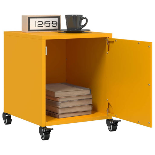 Mesas de cabeceira 2 pcs 36x39x43,5 cm aço amarelo mostarda