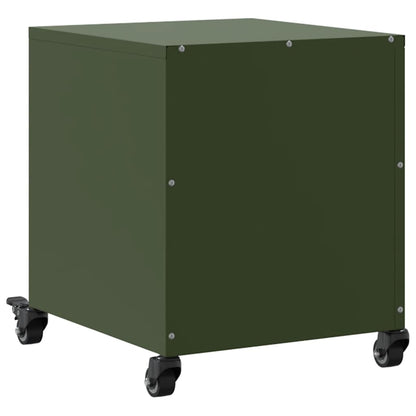Mesas de cabeceira 2 pcs 36x39x43,5 cm aço verde-azeitona