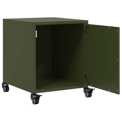 Mesas de cabeceira 2 pcs 36x39x43,5 cm aço verde-azeitona