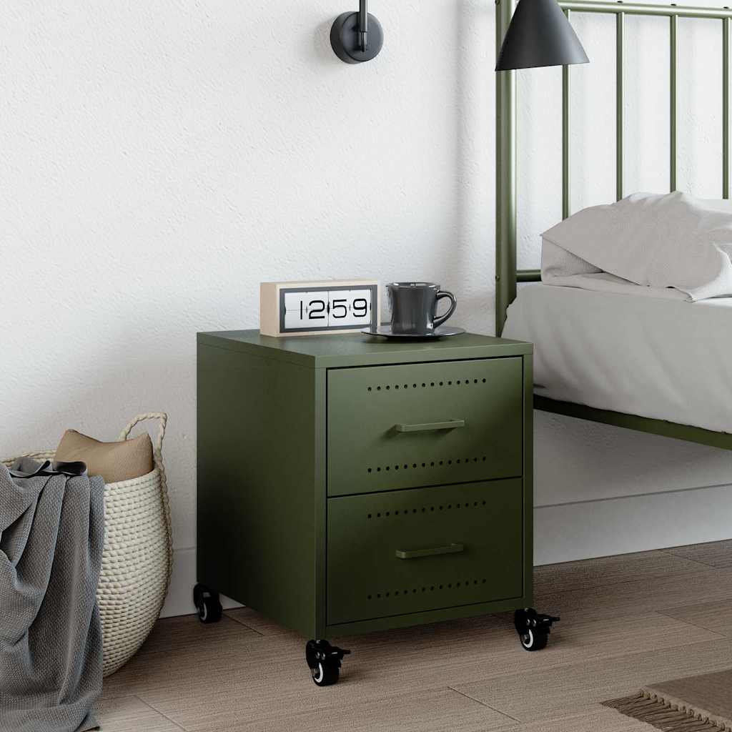 Bedside table 36x39x43.5 cm olive green steel