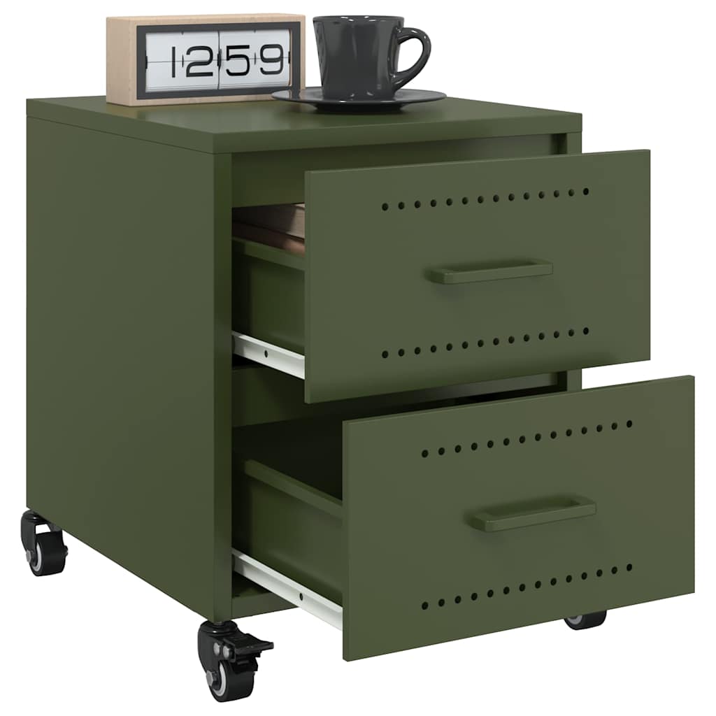 Bedside table 36x39x43.5 cm olive green steel