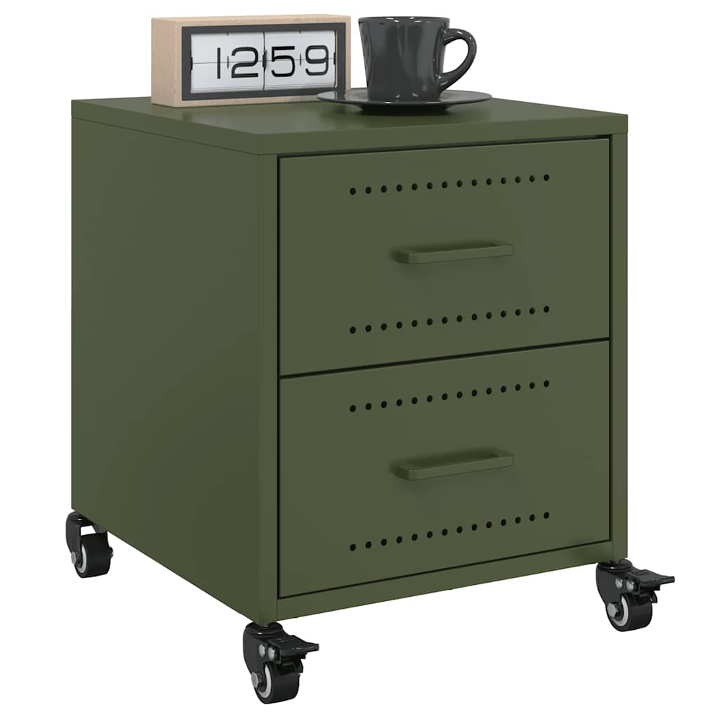 Bedside table 36x39x43.5 cm olive green steel