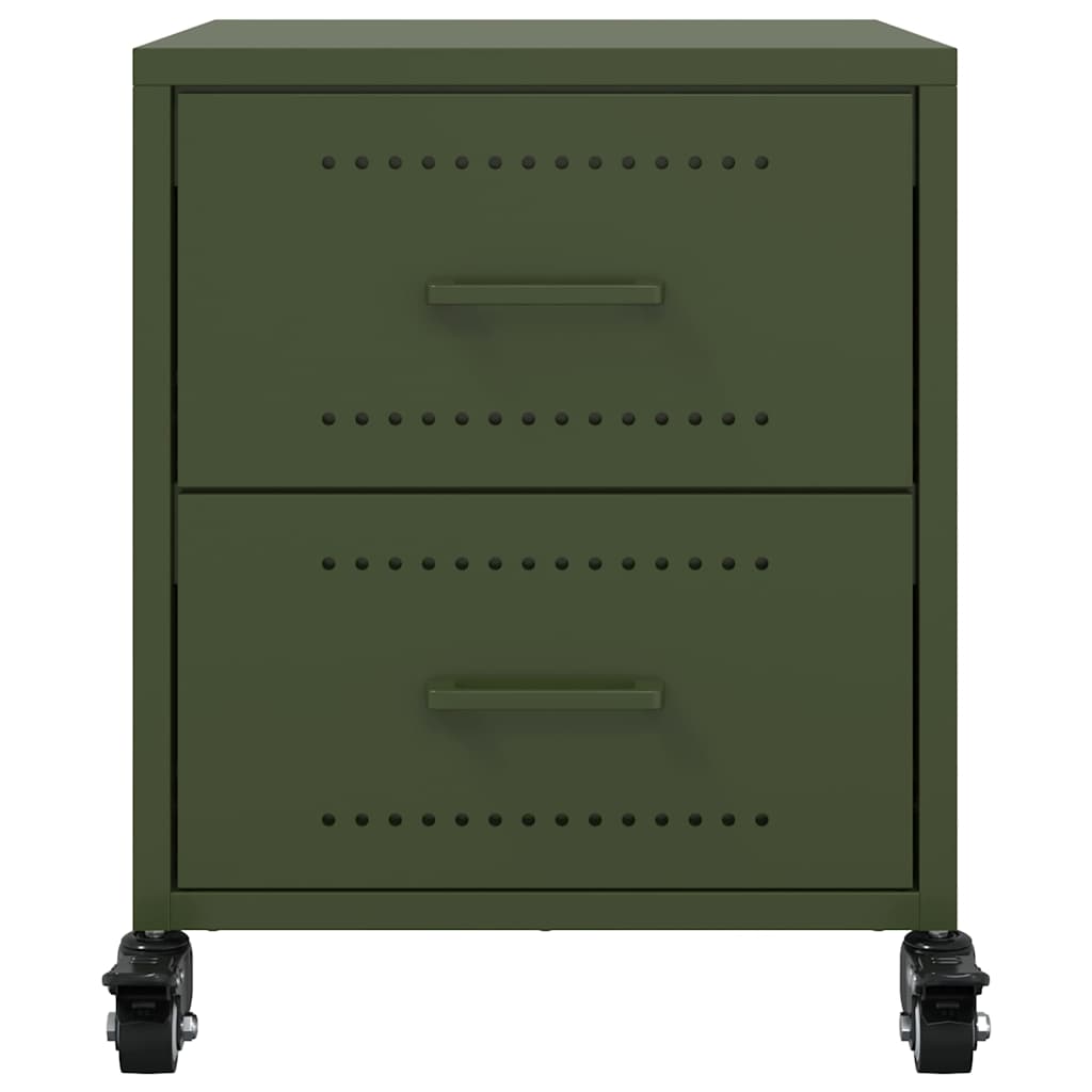 Bedside table 36x39x43.5 cm olive green steel