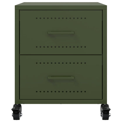 Mesas de cabeceira 2 pcs 36x39x43,5 cm aço verde-azeitona