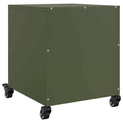 Mesas de cabeceira 2 pcs 36x39x43,5 cm aço verde-azeitona