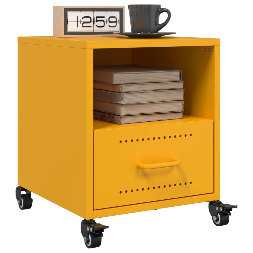 Mesa de cabeceira 36x39x43,5 cm aço amarelo mostarda