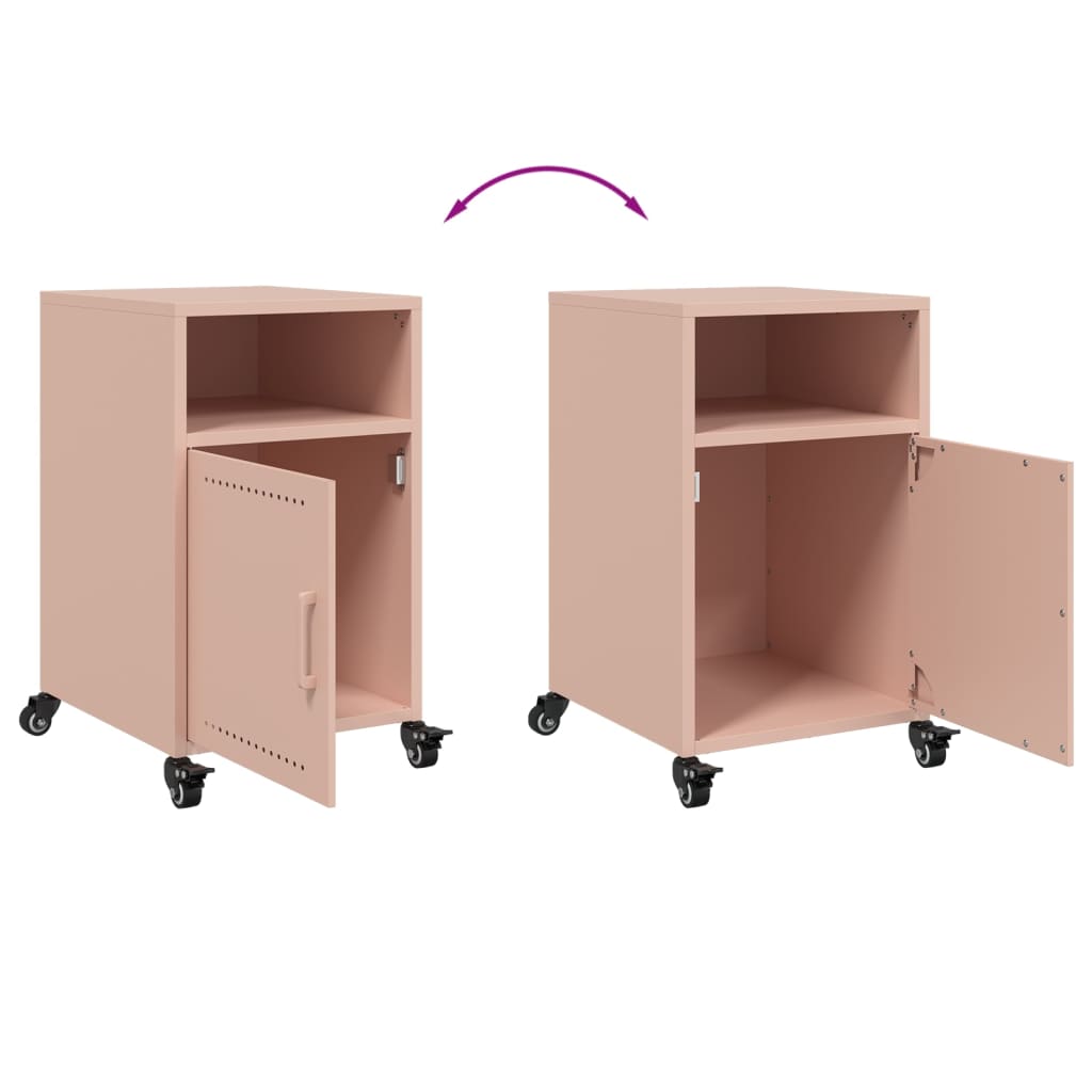 Bedside table 36x39x59 cm pink steel