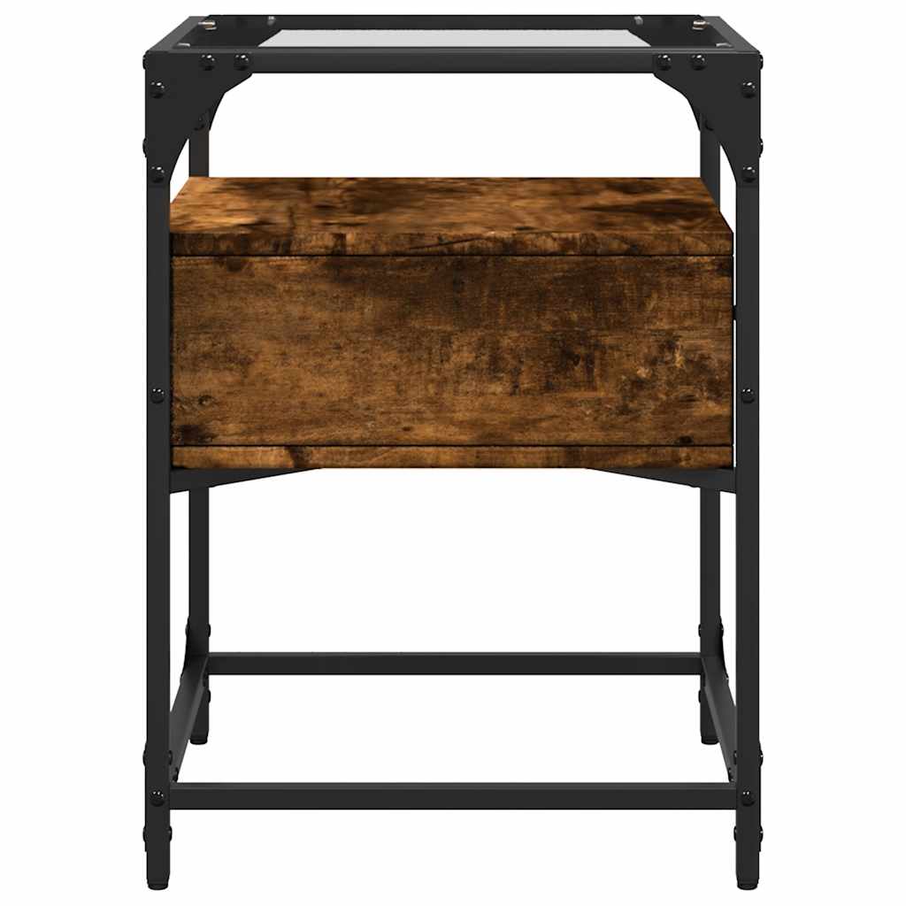 Bedside table 40x40x55 cm smoked oak wood derivatives
