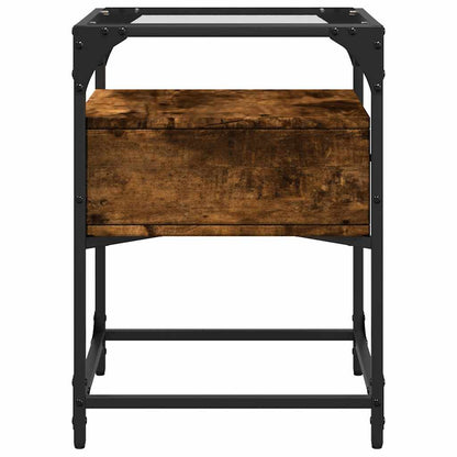 Bedside table 40x40x55 cm smoked oak wood derivatives