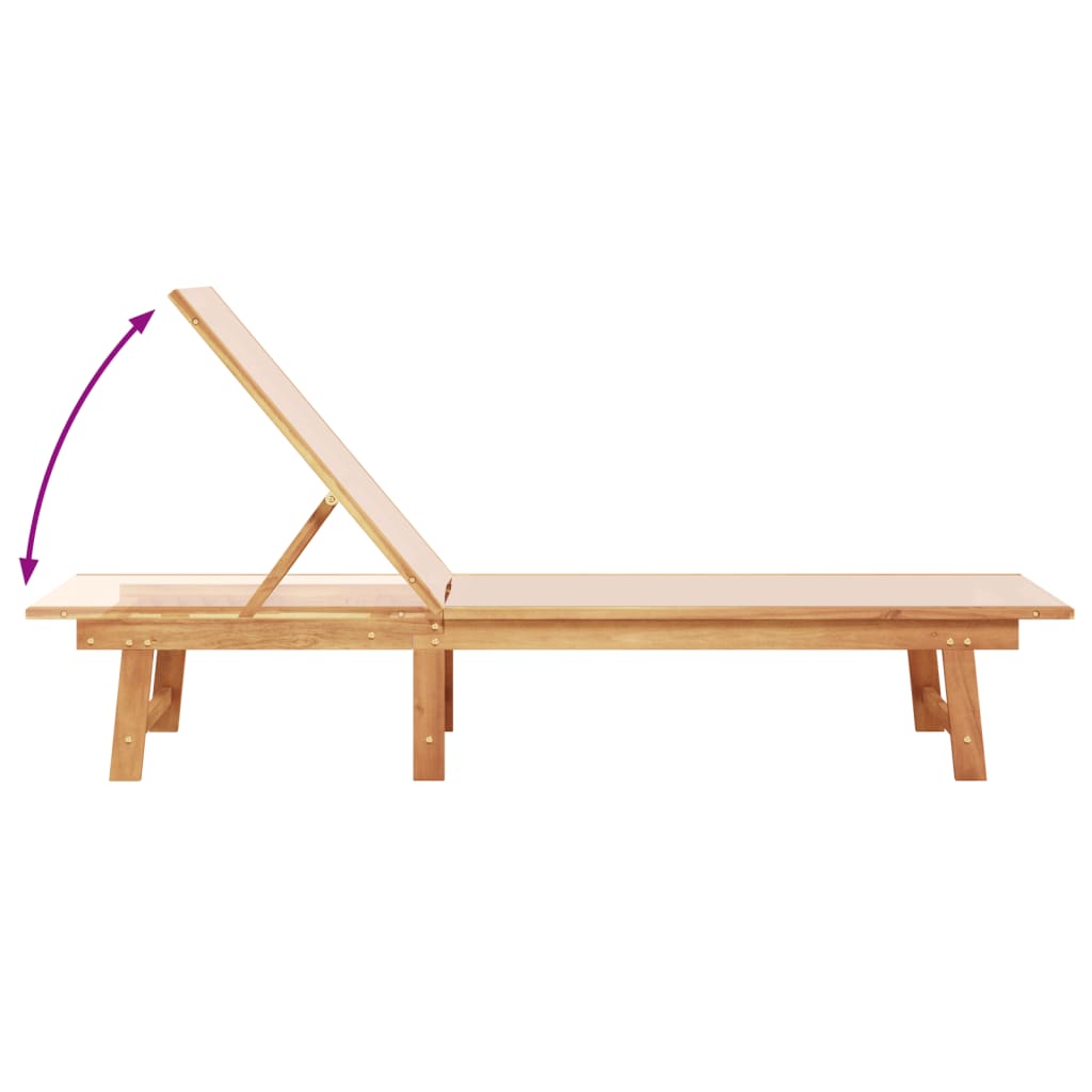 Sun lounger with solid acacia table and cream textilene