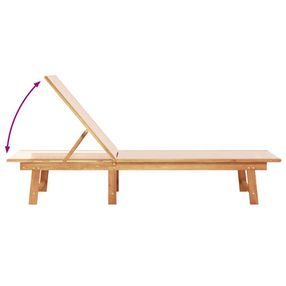 Sun lounger with solid acacia table and cream textilene
