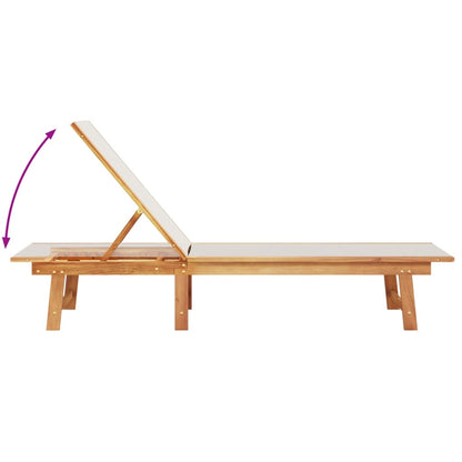 Espreguiçadeira com mesa acácia maciça e textilene cinzento