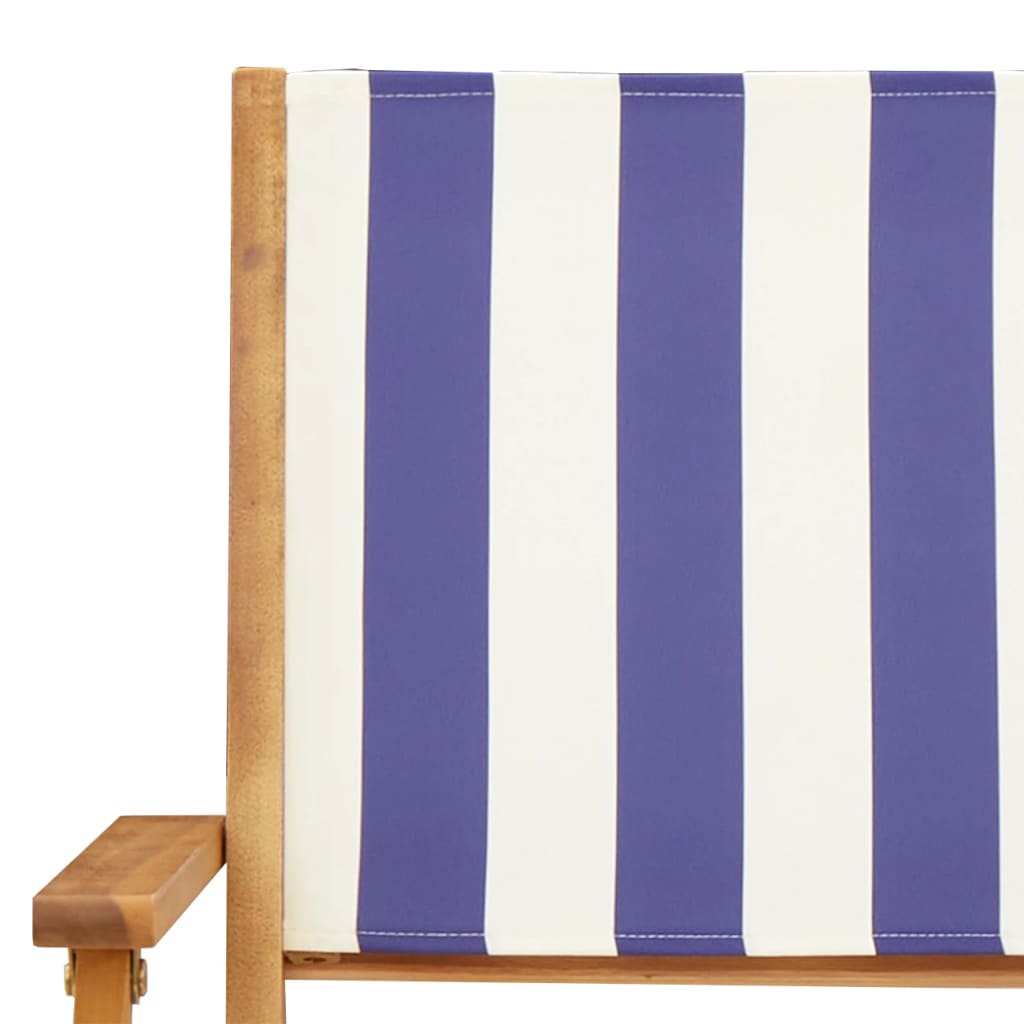 5pcs garden dining set fabric/solid wood blue and white