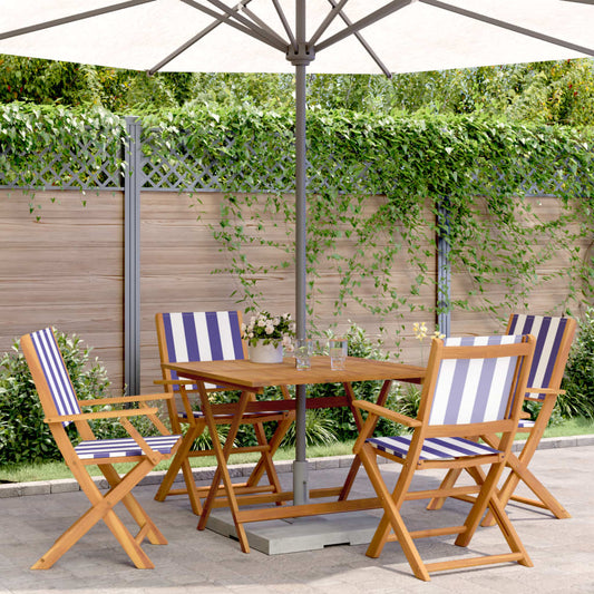 5pcs garden dining set fabric/solid wood blue and white