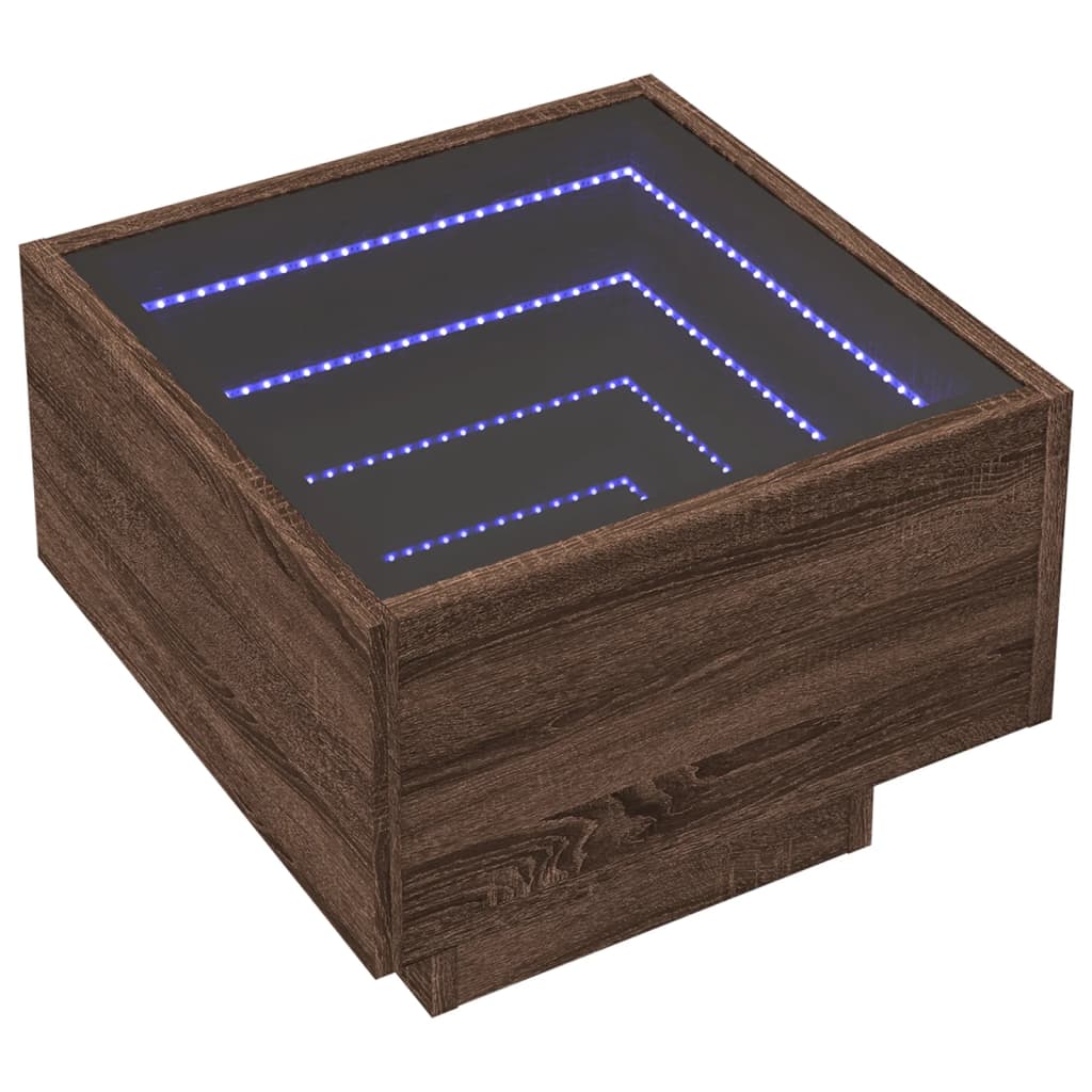 Bedside table with LED Infinity 40x40x30 cm brown oak