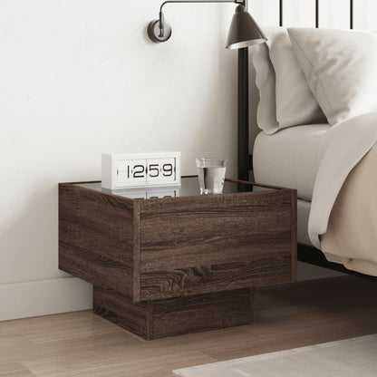 Bedside table with LED Infinity 40x40x30 cm brown oak