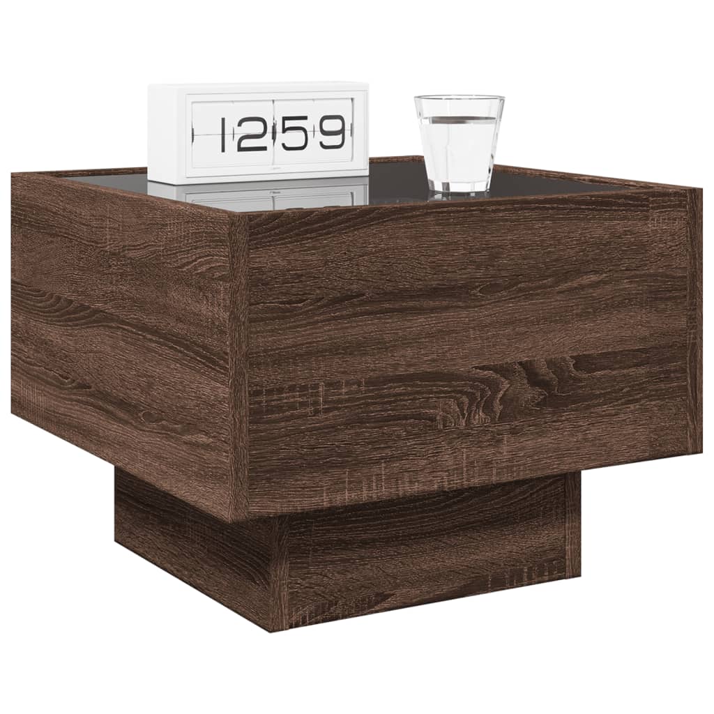 Bedside table with LED Infinity 40x40x30 cm brown oak