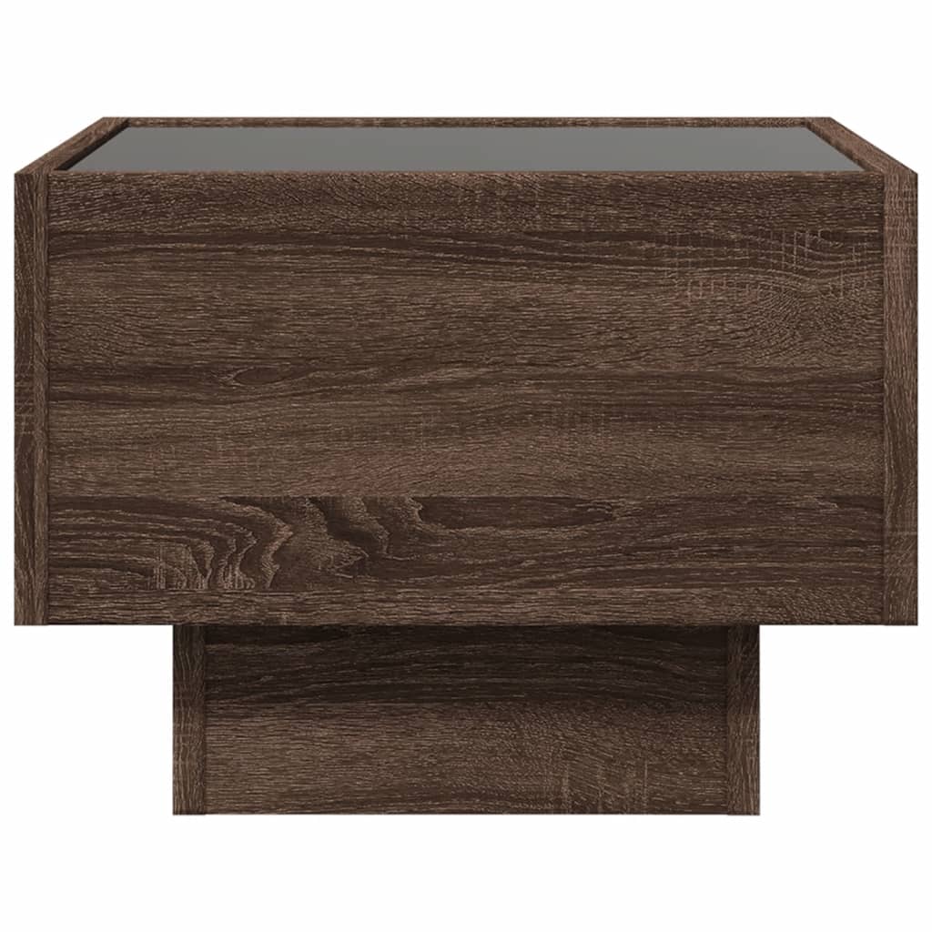 Bedside table with LED Infinity 40x40x30 cm brown oak