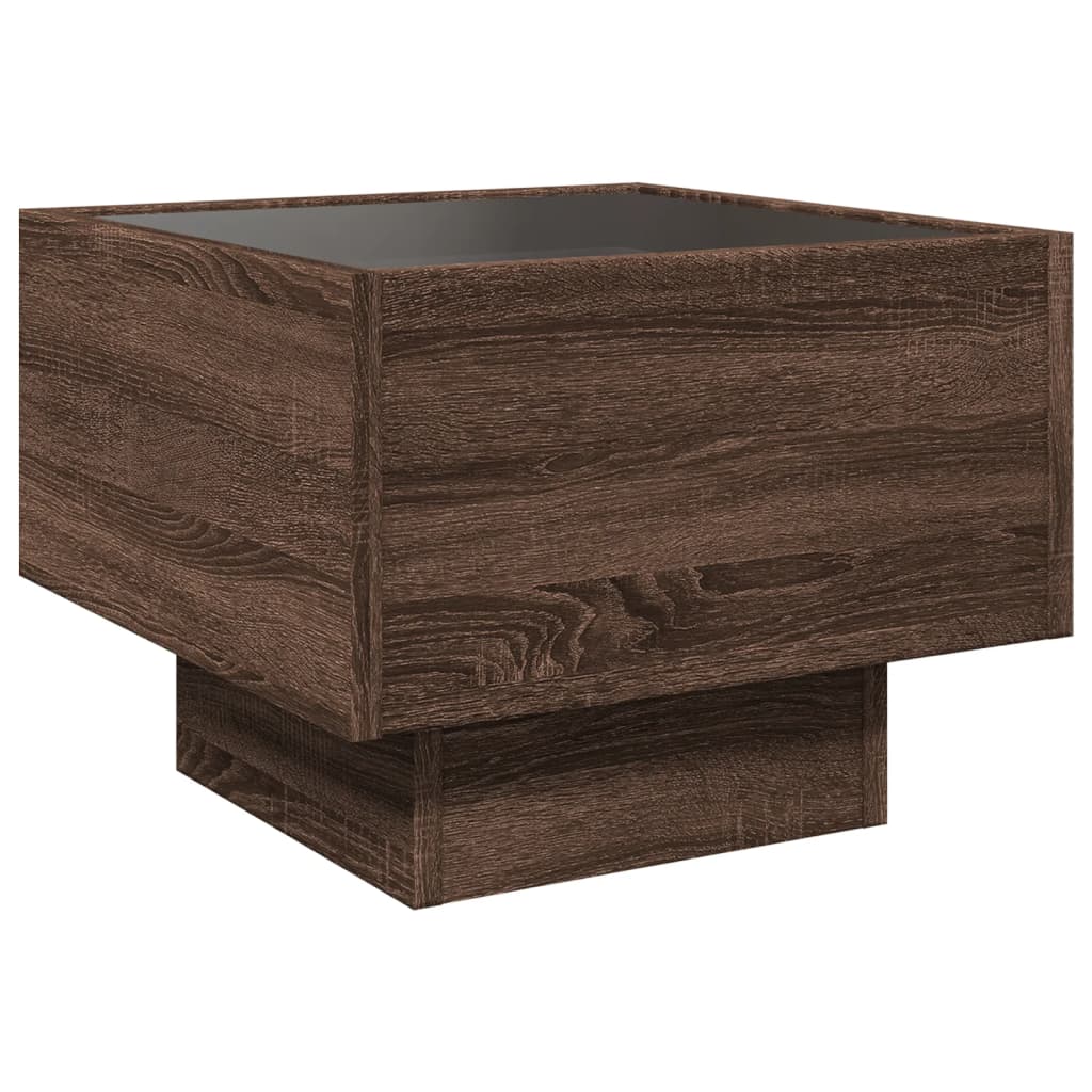 Bedside table with LED Infinity 40x40x30 cm brown oak