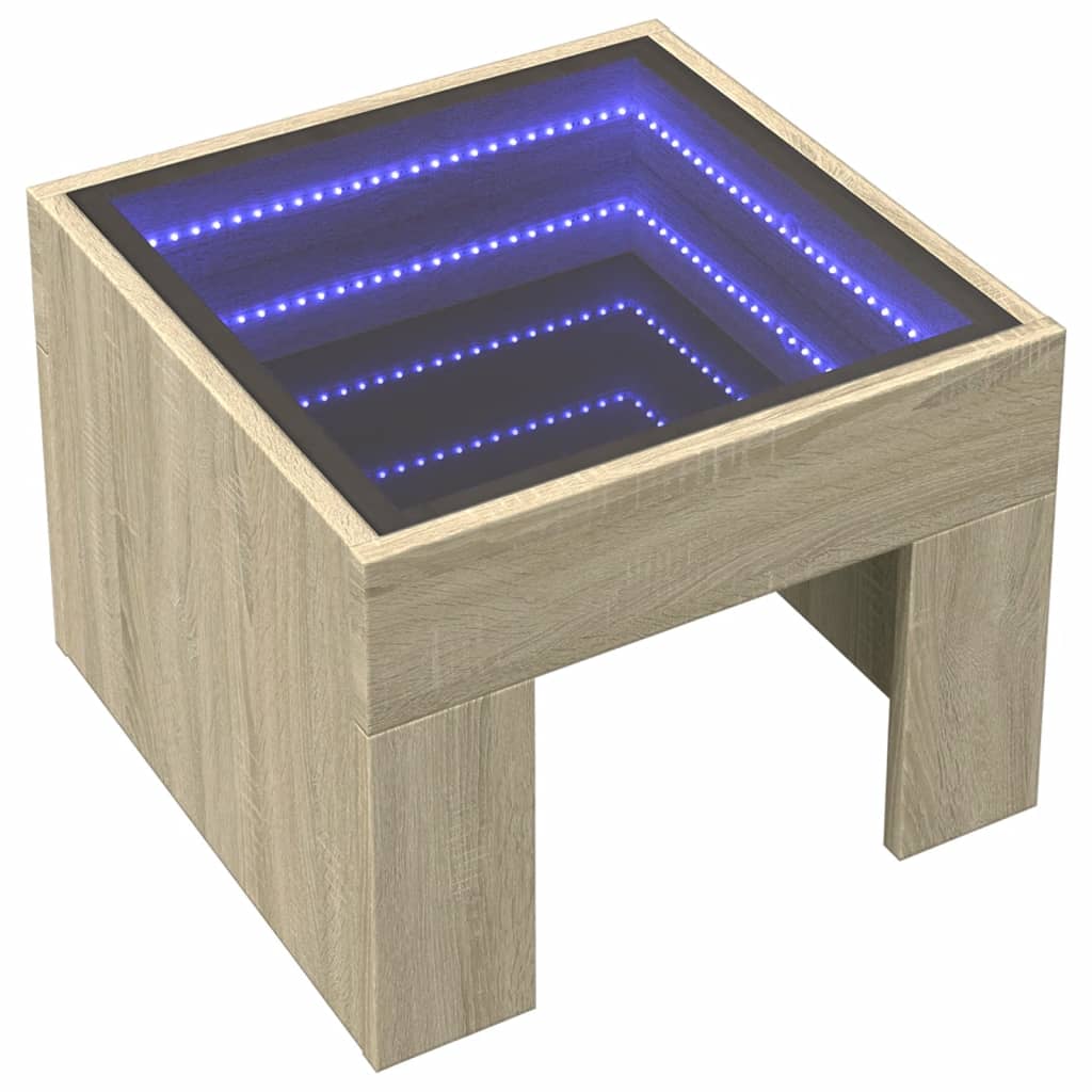 Bedside table with LED Infinity 40x40x30 cm Sonoma oak