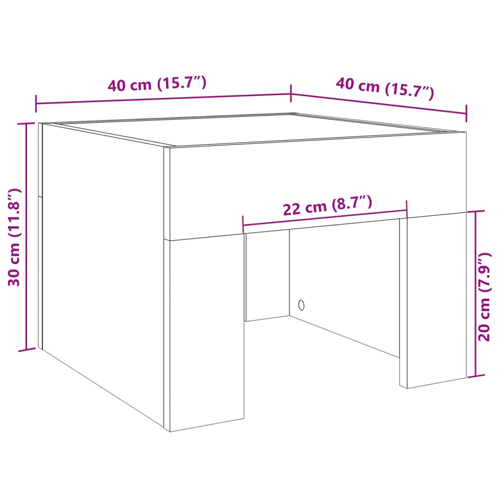 Bedside table with LED Infinity 40x40x30 cm Sonoma oak
