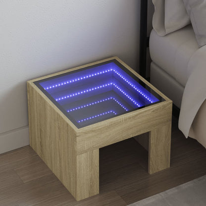 Bedside table with LED Infinity 40x40x30 cm Sonoma oak