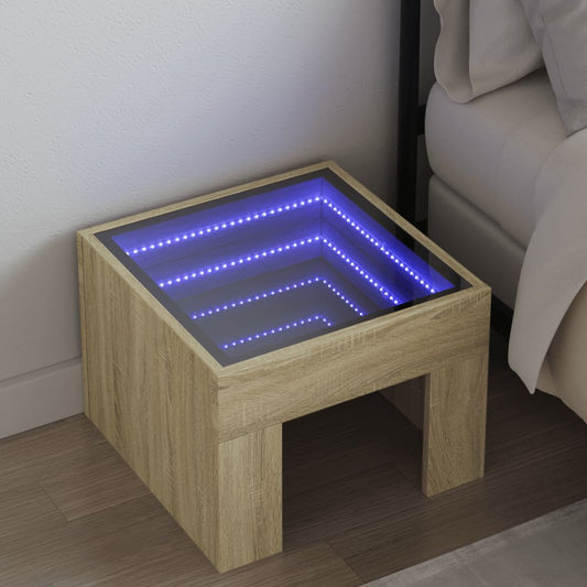 Bedside table with LED Infinity 40x40x30 cm Sonoma oak