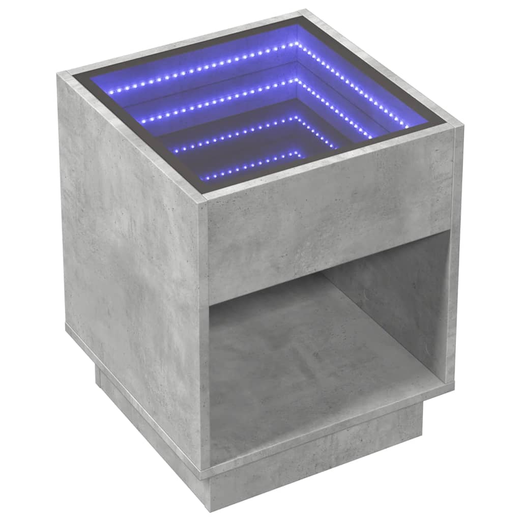 Bedside table with LED Infinity 40x40x50 cm cement grey