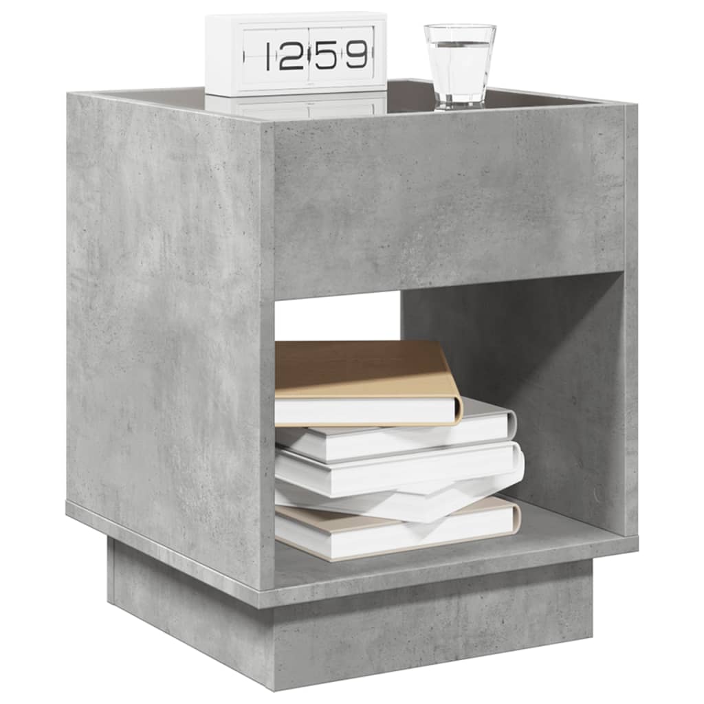 Bedside table with LED Infinity 40x40x50 cm cement grey