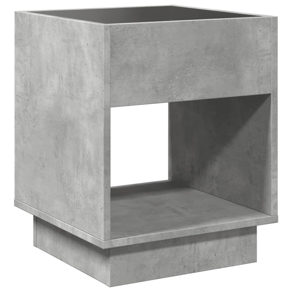 Bedside table with LED Infinity 40x40x50 cm cement grey