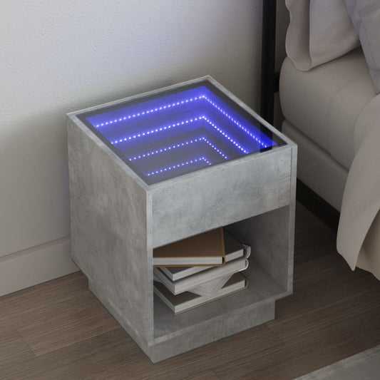 Bedside table with LED Infinity 40x40x50 cm cement grey