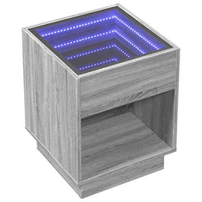 Bedside table with LED Infinity 40x40x50 cm Sonoma grey