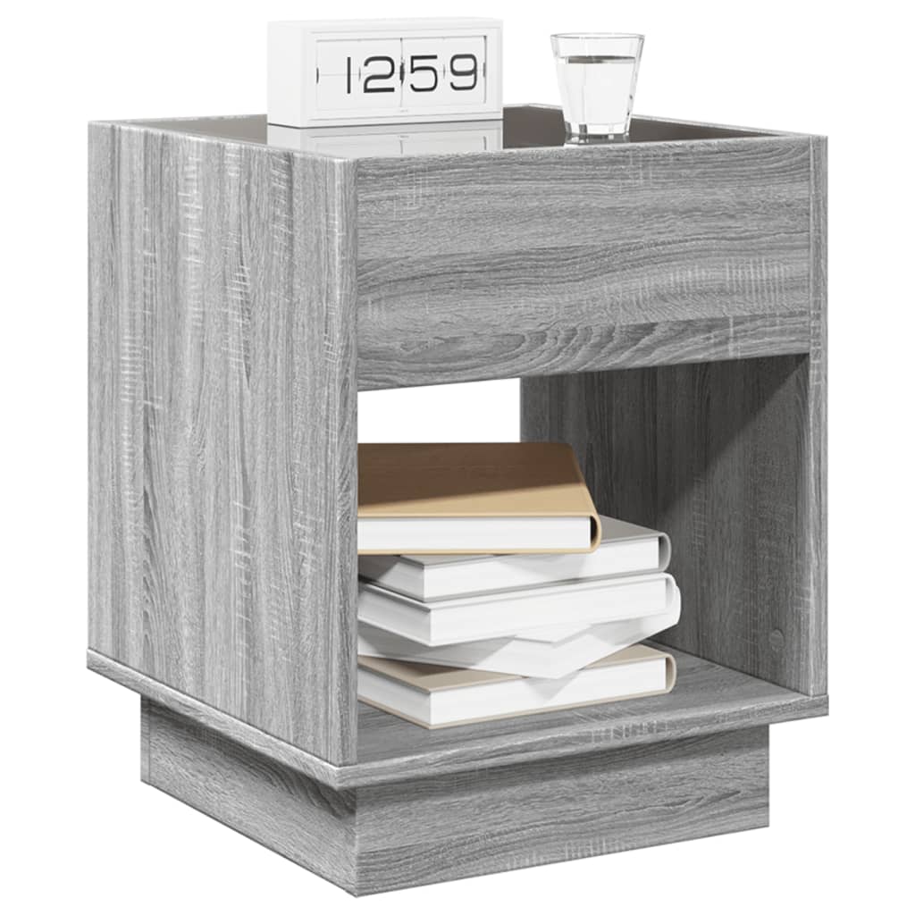 Bedside table with LED Infinity 40x40x50 cm Sonoma grey