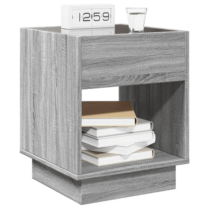 Bedside table with LED Infinity 40x40x50 cm Sonoma grey