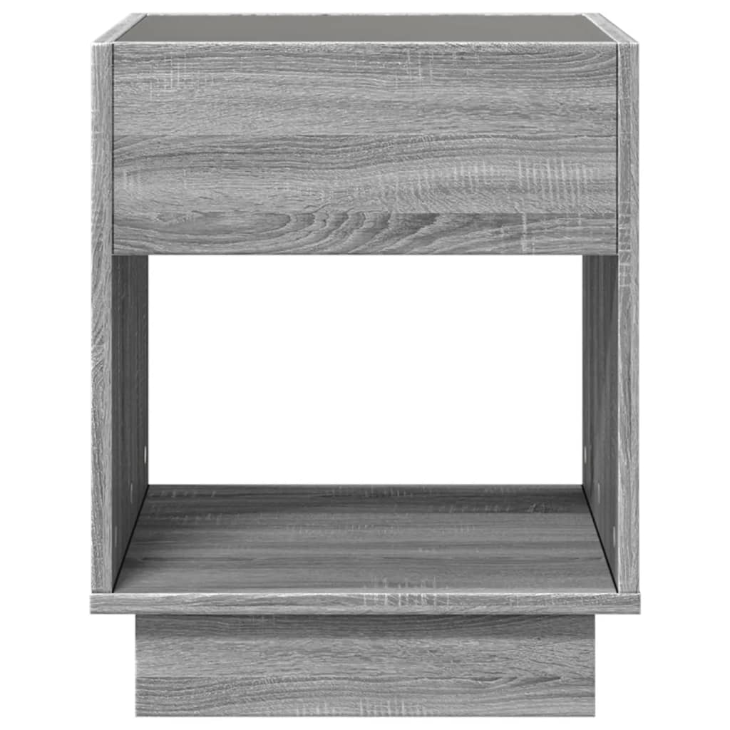 Bedside table with LED Infinity 40x40x50 cm Sonoma grey