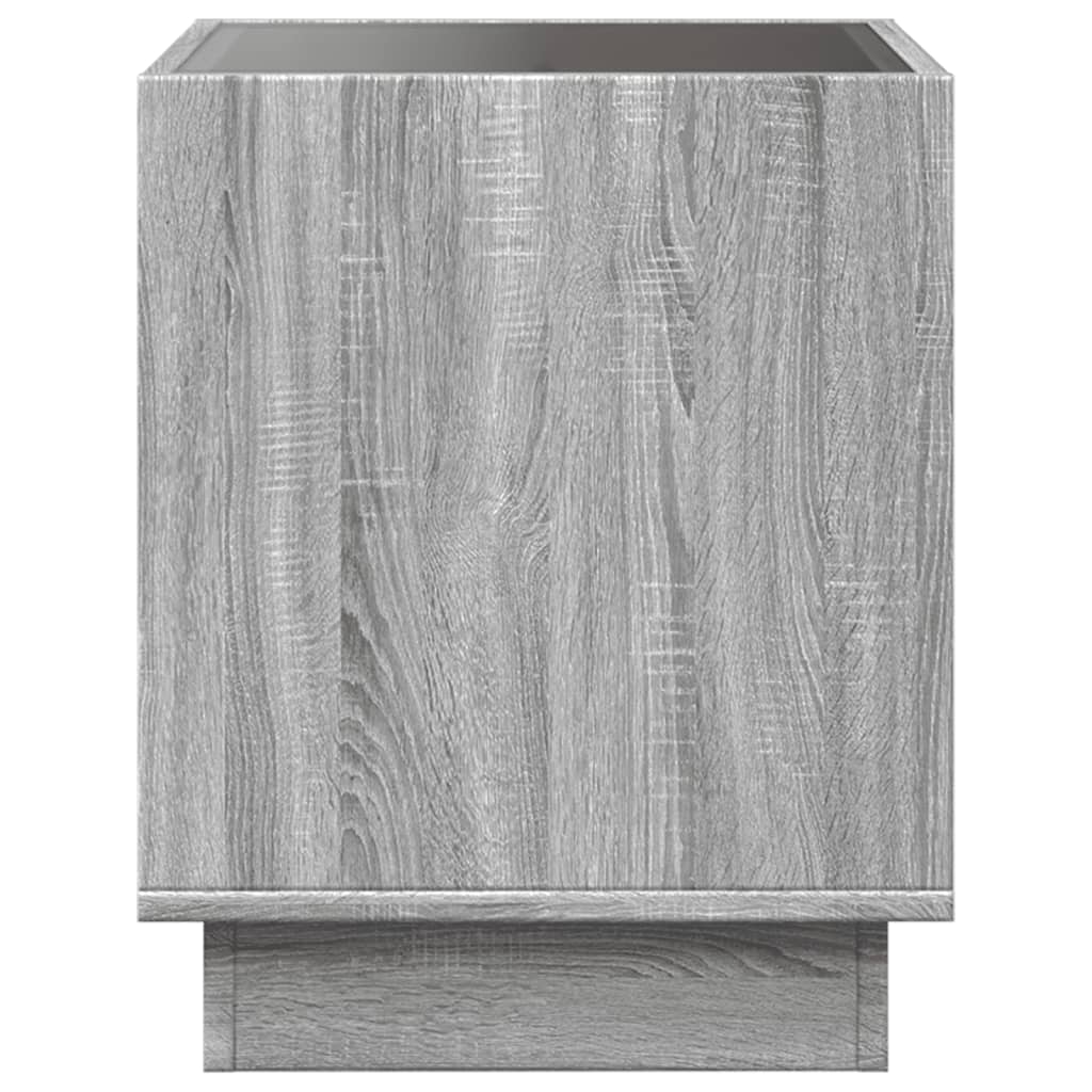 Bedside table with LED Infinity 40x40x50 cm Sonoma grey
