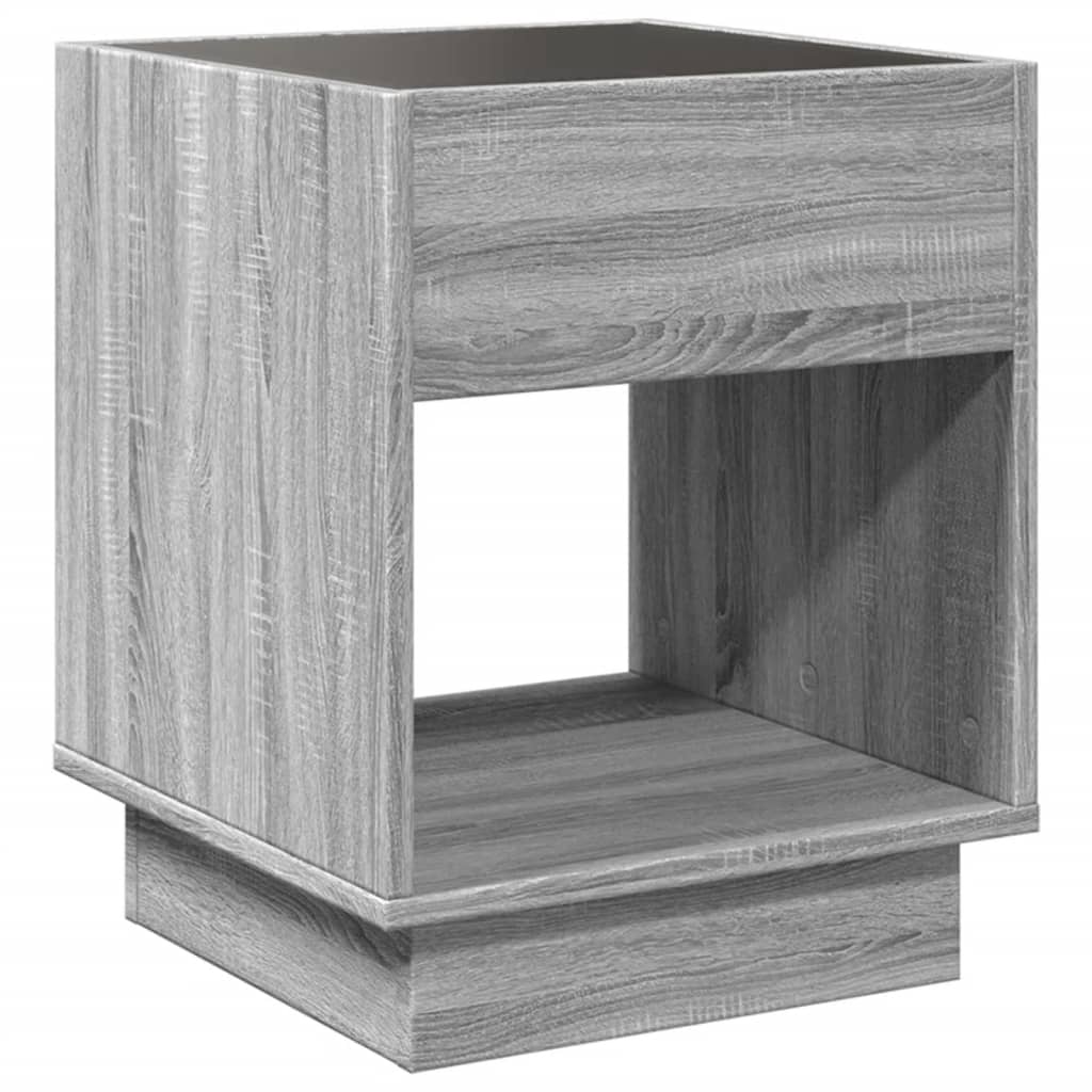 Bedside table with LED Infinity 40x40x50 cm Sonoma grey