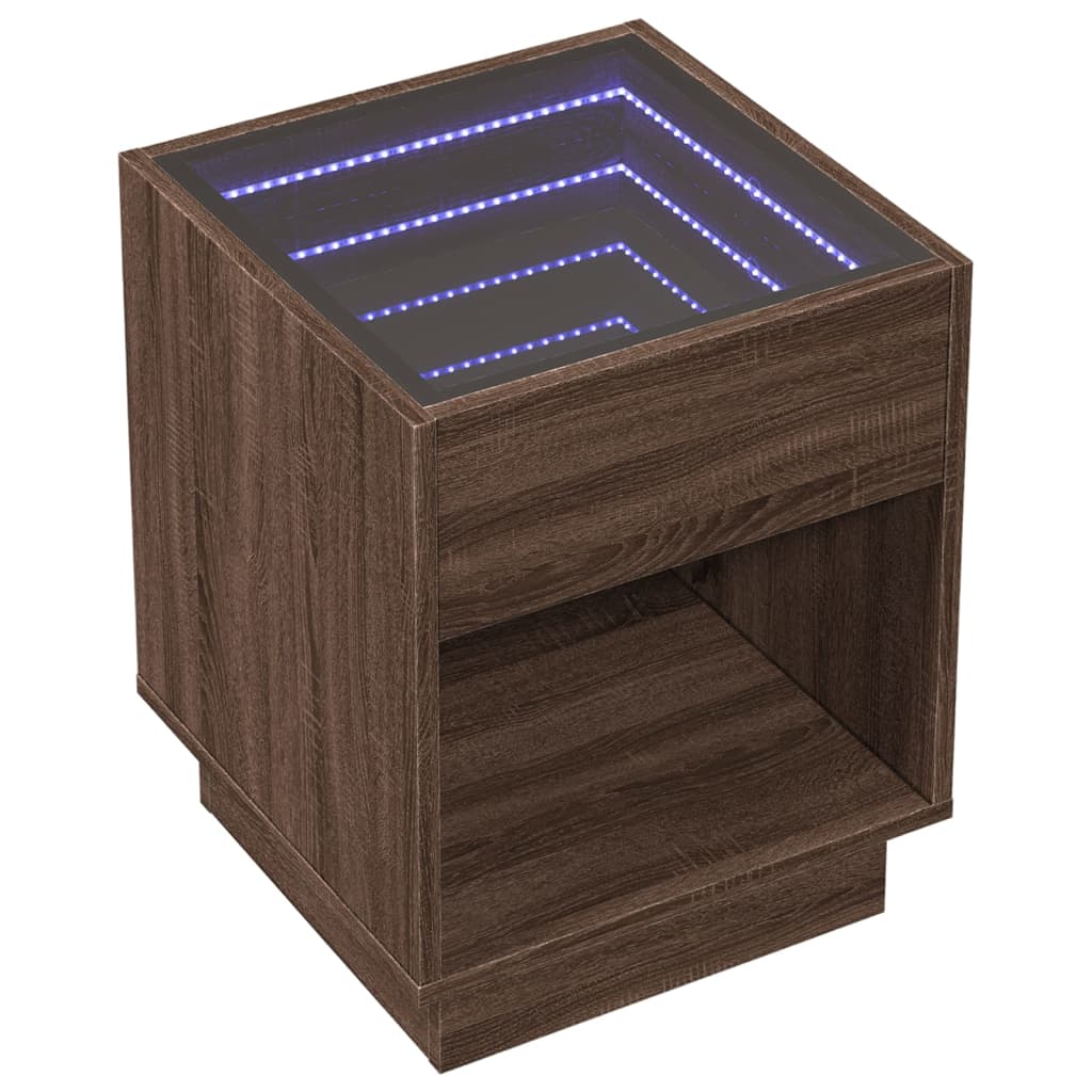 Bedside table with LED Infinity 40x40x50 cm brown oak