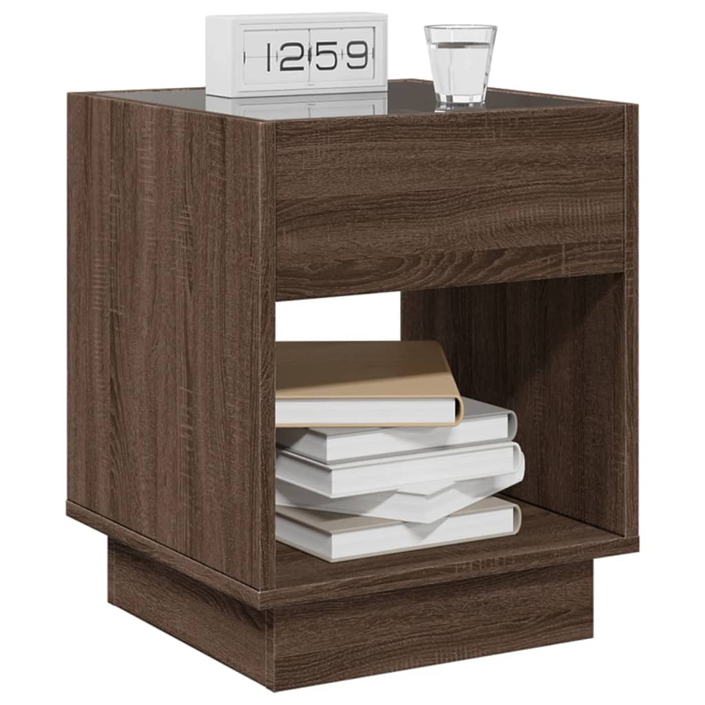 Bedside table with LED Infinity 40x40x50 cm brown oak