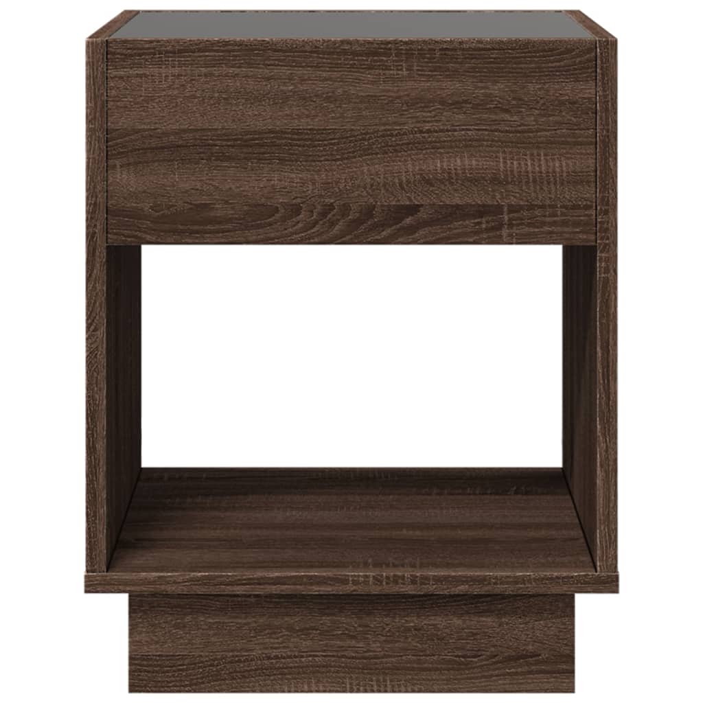 Bedside table with LED Infinity 40x40x50 cm brown oak