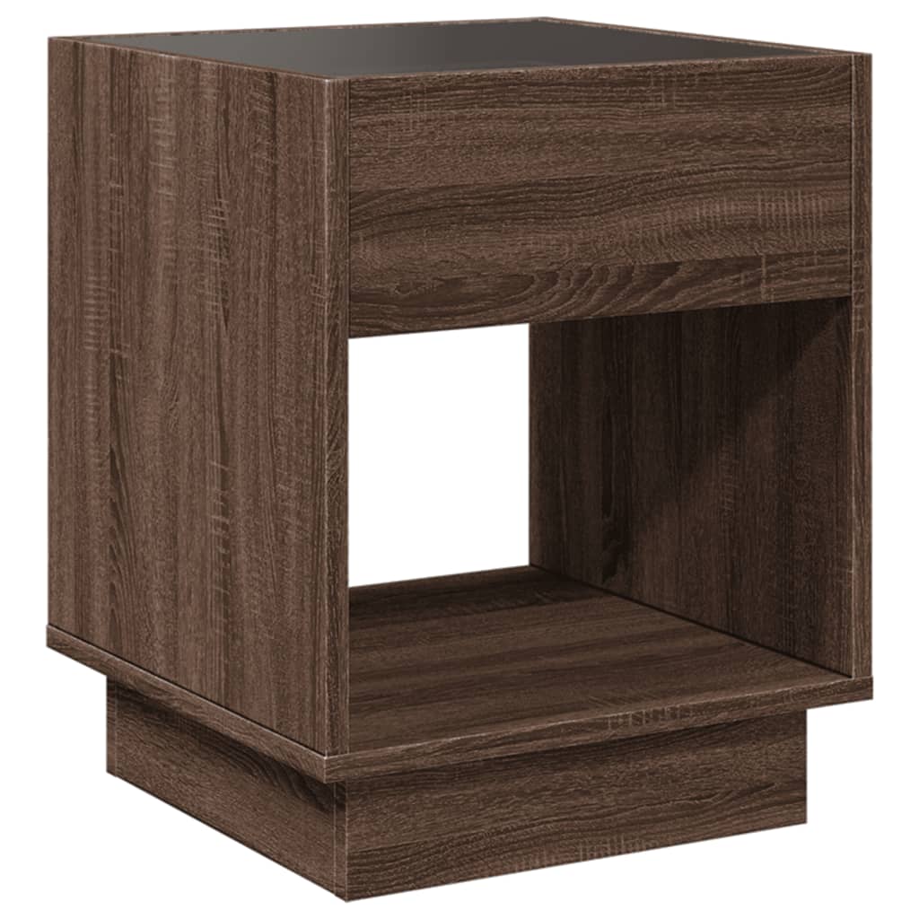 Bedside table with LED Infinity 40x40x50 cm brown oak