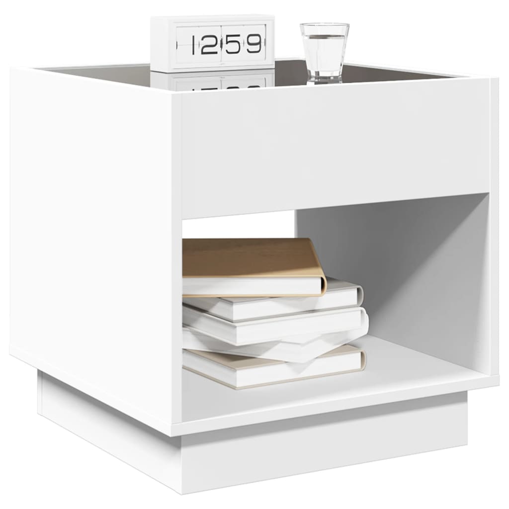 Bedside table with LED lights Infinity 50x50x50 cm white