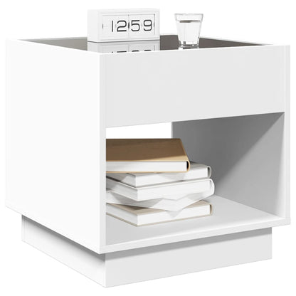 Bedside table with LED lights Infinity 50x50x50 cm white